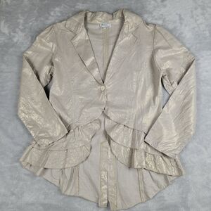 Hanna For La Journee Women's Blazer Metalic Linen Blend Lagenlook Size 3 8 - 10